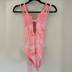 Becca Crystal Plunge Neck One-Piece Swimsuit